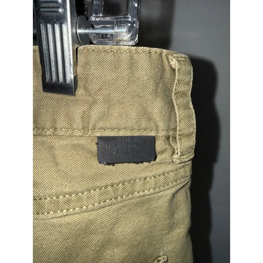 North Face Mens Hiking Pants 32x30 Olive Tan Canvas Articulated Knee Trail Carg